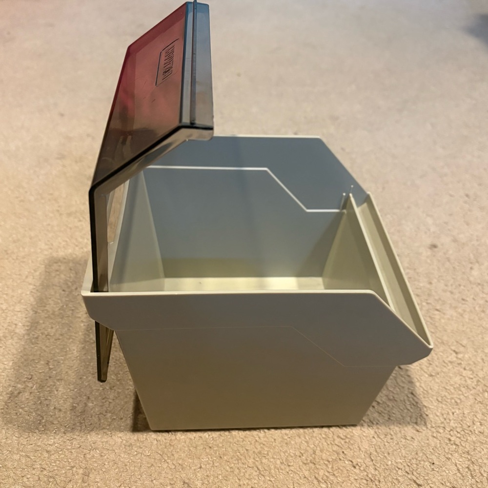 Bizmart Gray Floppy Disk Plastic Computer Storage Box with Transparent Lid Retro